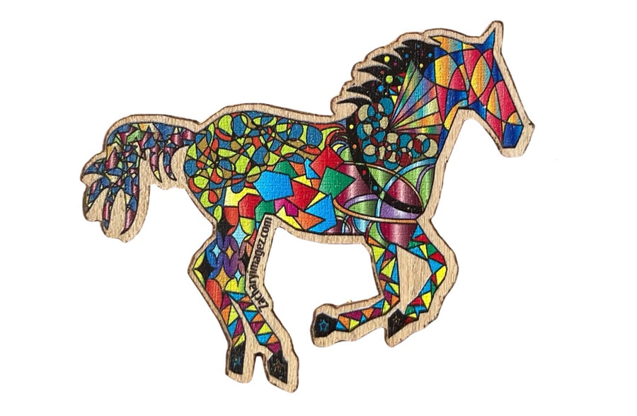 Horse Gallop Wooden Sticker